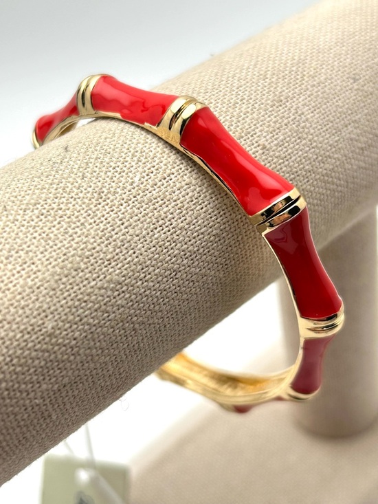 Tommy Bahama Jewelry - Tommy Bahama Red Enamel Bamboo Hinged Bangle Bracelet NWT